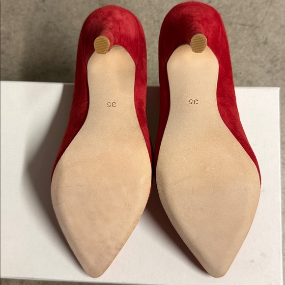 Brand new Anthropologie - Vanessa Tao - Red Suede Women's Heels - Picture 10 of 11